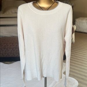 margaret o’leary Cream Waffle Knit Crewneck Sweater size medium